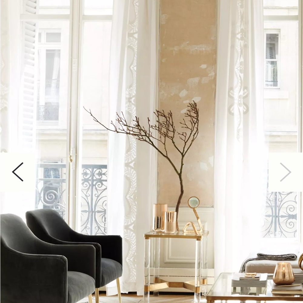 Anthropologie embroidered lace curtains set x 2